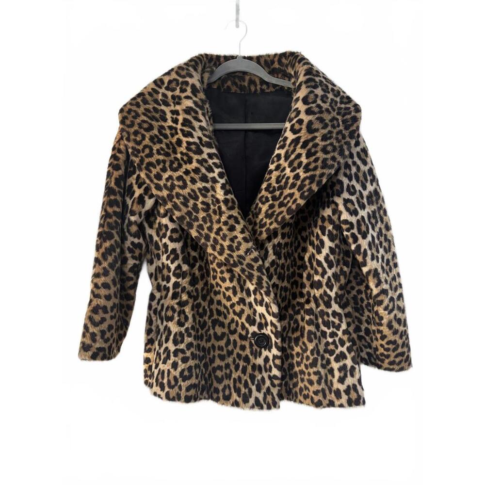 Vintage Dan Millstein Leopard Faux Fur Coat – 1950s/60s –New York/Paris- Medium